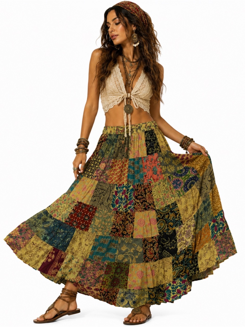 Hippie Forever Handmade Patchwork Skirt Womens SZ OS Enchanted Dreamy Boho Fairy